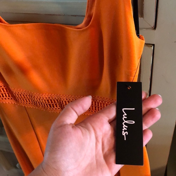 Lulus Orange Dress with fit and flare. Size small. - Picture 6 of 6